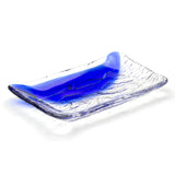 8.35" x 5.5" Rectangular Glass Plate, Blue, Clear