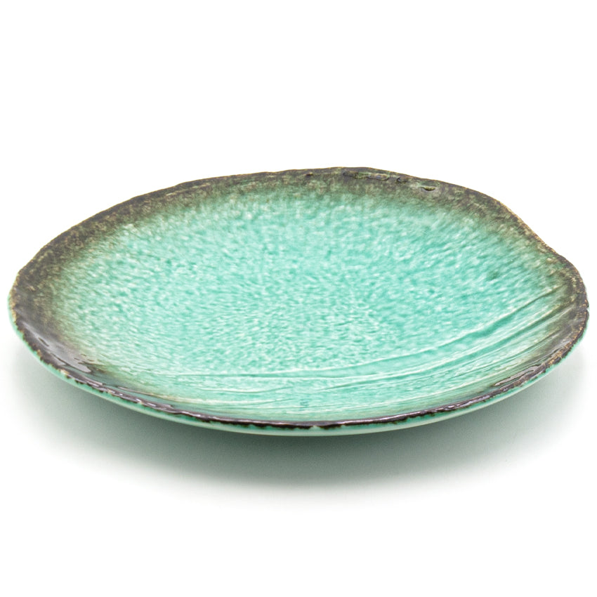 11" x 10.75" Irregular Ceramic Plate, Emerald, Green