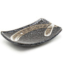 7¼ × 4¾ in Charcoal & Brown Ceramic Rectangular Plate — S27-AA
