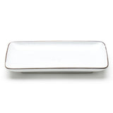 8.25" x 5.25" Rectangular Ceramic Plate, White, Dark Brown