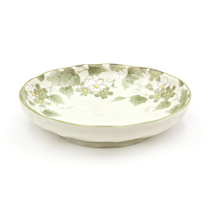 5" Ceramic Plate, Green — Floral Design