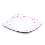 7.25" Square Melamine Plate, White, Pink — Floral Design