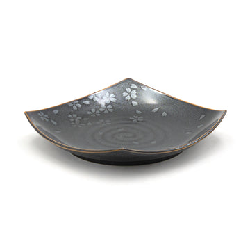 7-1/2" Square Plate, Black — Floral Design