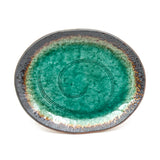8.5" x 7" Oval Ceramic Plate, Turquoise, Green
