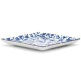 9" Square Ceramic Plate, White, Blue, Brown — Arabesque Design