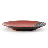 9.25" Round Ceramic Plate, Black, Red