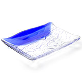 10" x 7-1/2" Rectangular Glass Plate, Clear, Blue