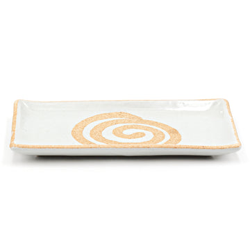 8.65" x 5" Rectangular Ceramic Plate, Gray, Yellow