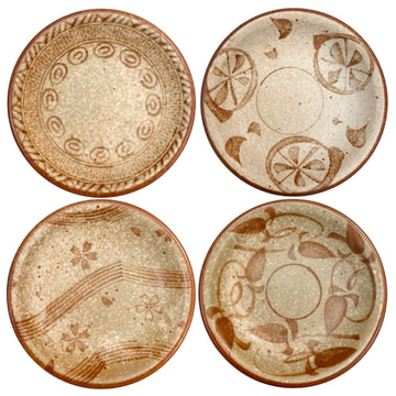 3-5/8" Round 4-Piece Plate Set, Brown