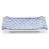 8.5" x 5.75" Rectangular Ceramic Plate, Blue, White