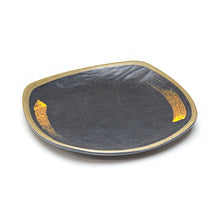 9″ Gray Gold Brush Melamine Square Plate