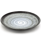 10" Round Ceramic Plate, Black, Blue, Gray
