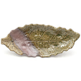 16" x 7" Leaf Ceramic Serving Platter, Green, Brown