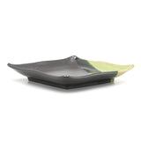 7" Square Ceramic Plate, Dark Brown, Green