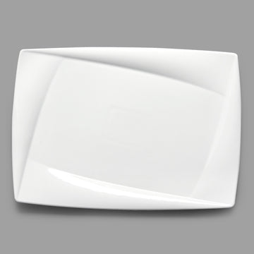 14" x 9.75" Rectangular Porcelain Plate, White