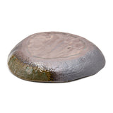 10.25" Triangular Ceramic Plate, Green, Gold, Brown