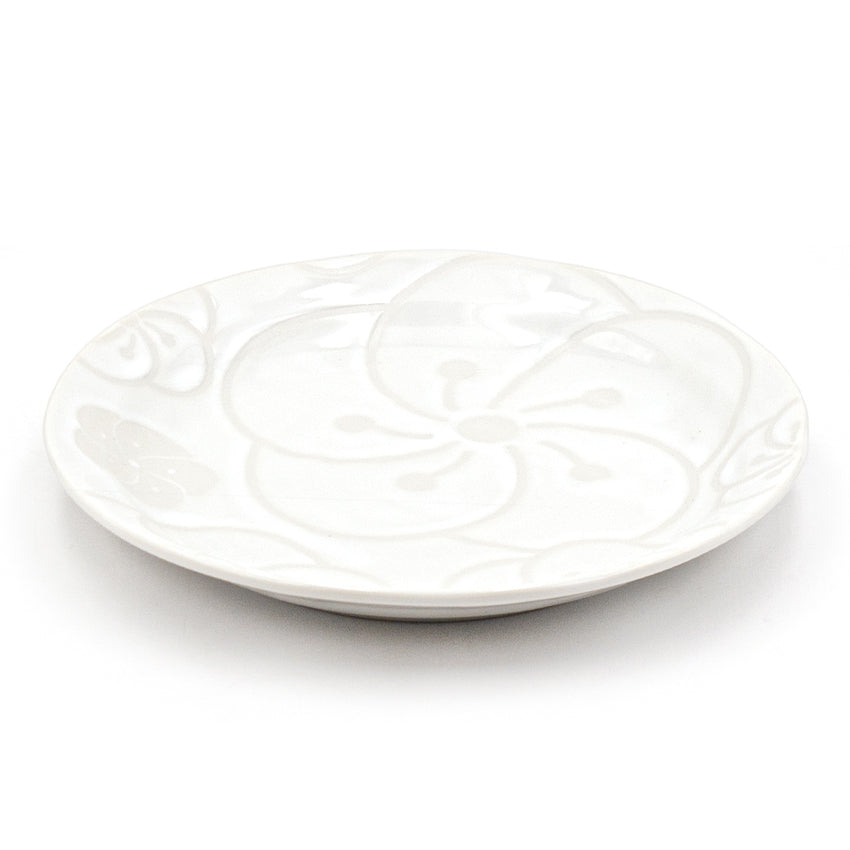 7" Ceramic Plate, White — Floral Design