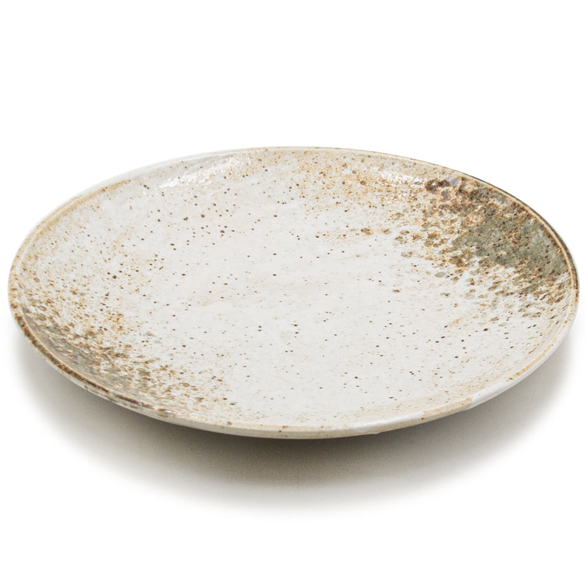 10" Round Ceramic Plate, Beige, Brown
