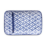 8.25" x 5.25" Ceramic Divided Plate, Blue, White