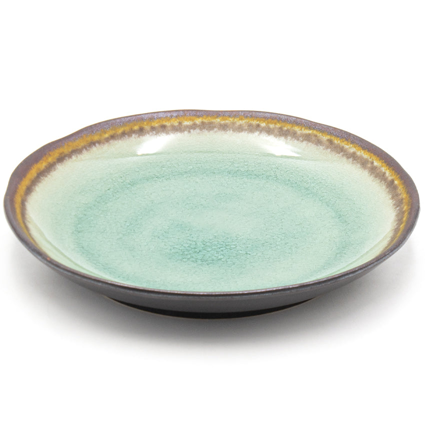9.5" Round Ceramic Plate, Dark Brown, Emerald