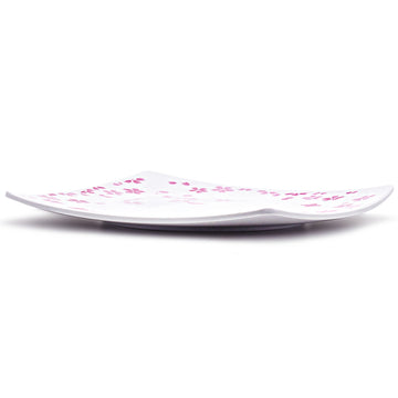 7.25" Square Melamine Plate, White, Pink — Floral Design