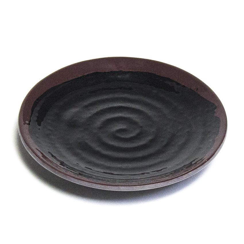 6.85" Round Melamine Plate, Black, Brown
