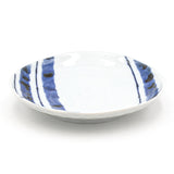 Ceramic, Bamboo 10-Piece Soba Plate & Cup Set with Bamboo Mat, White, Blue — Arabesque Design