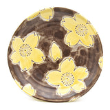 7.5" Ceramic Plate, Brown — Floral Design