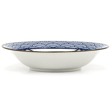 8.35" Round Ceramic Deep Plate, Blue — Cat Design
