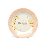 4.75" Ceramic Plate Set, Blue, Pink — Giraffe & Elephant Design