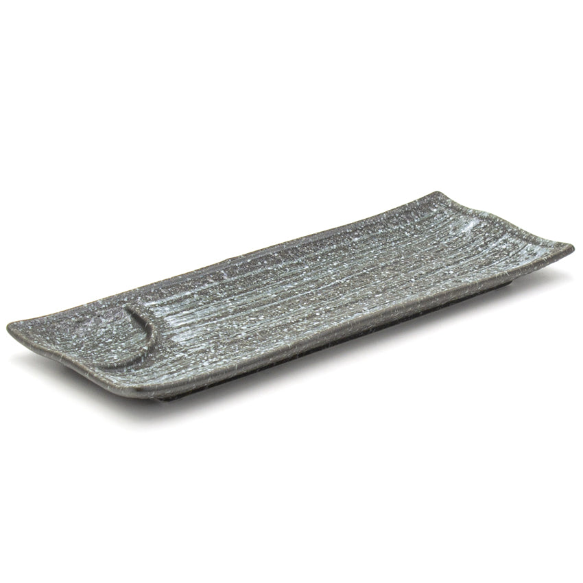 12.25" x 4.65" Rectangular Ceramic Plate, Gray