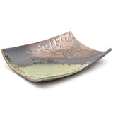 11.25" x 8.25" Rectangular Ceramic Plate, Green, Brown, Gold