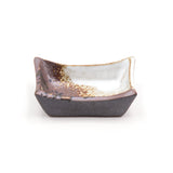 3" x 2-1/4" Rectangular Ceramic Plate, White, Gold, Brown