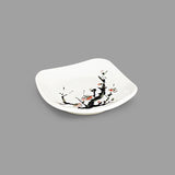 4" Square Plate, White — Plum Blossom Design