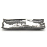 11.25" x 5" Rectangular Ceramic Sushi Plate, Black, White