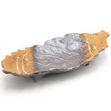 16" x 7" Leaf Ceramic Serving Platter, Black, Brown