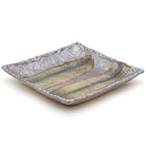 9.65" Square Ceramic Plate, Dark Brown, Silver, Gray
