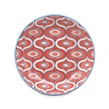 4.75" Round Ceramic Plate, Orange, Blue, White