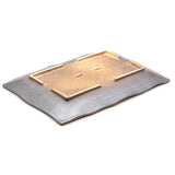 13.75" x 9.5" Rectangular Ceramic Serving Platter, Brown, Gray