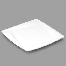 12″ White Porcelain Swept-Rim Square Plate