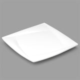 12" Square Porcelain Plate, White