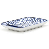8.25" x 5.25" Ceramic Divided Plate, Blue, White