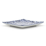 6.35" Square Ceramic Plate, White, Blue