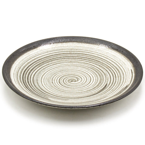 10" Round Ceramic Plate, Beige, Brown