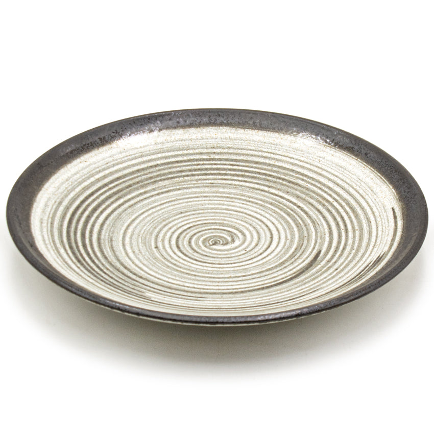 10" Round Ceramic Plate, Beige, Brown