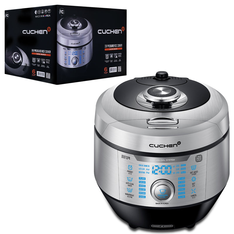 Cuchen IH Pressure Rice Cooker Classic - 6 Cup, Easy Dial, Voice Notification, Cast Iron (Gamasot) Inner Pot