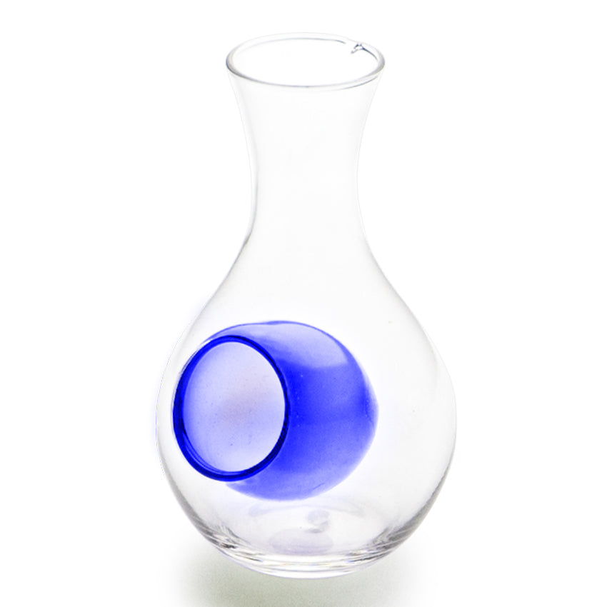 Cold Sake Glass Bottle Blue - 6.5"H /17cm