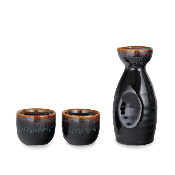 1:2 Sake Set-BLACK/BROWN