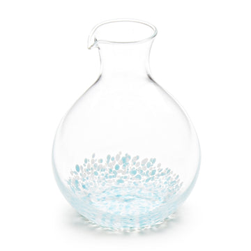 Glass Sake Bottle Light Blue Dots - 3.5"D x 5"H / 12.7cm