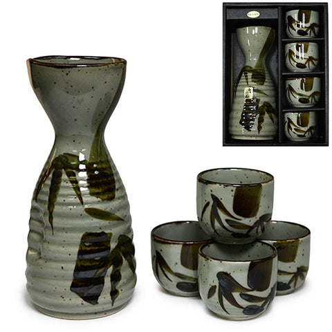 Japanese Green Bamboo Sake 5-Piece Set 1:4